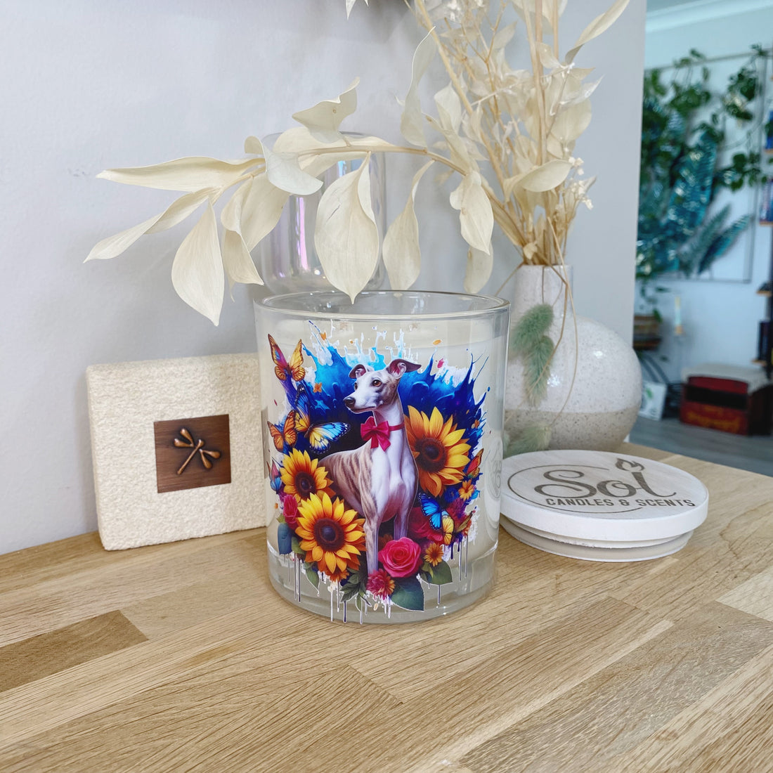 Whippet Bow Tie Sunflower Xlarge Candle