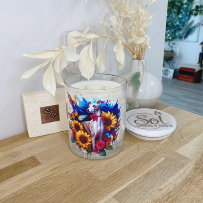 Whippet Bow Tie Sunflower Xlarge Candle