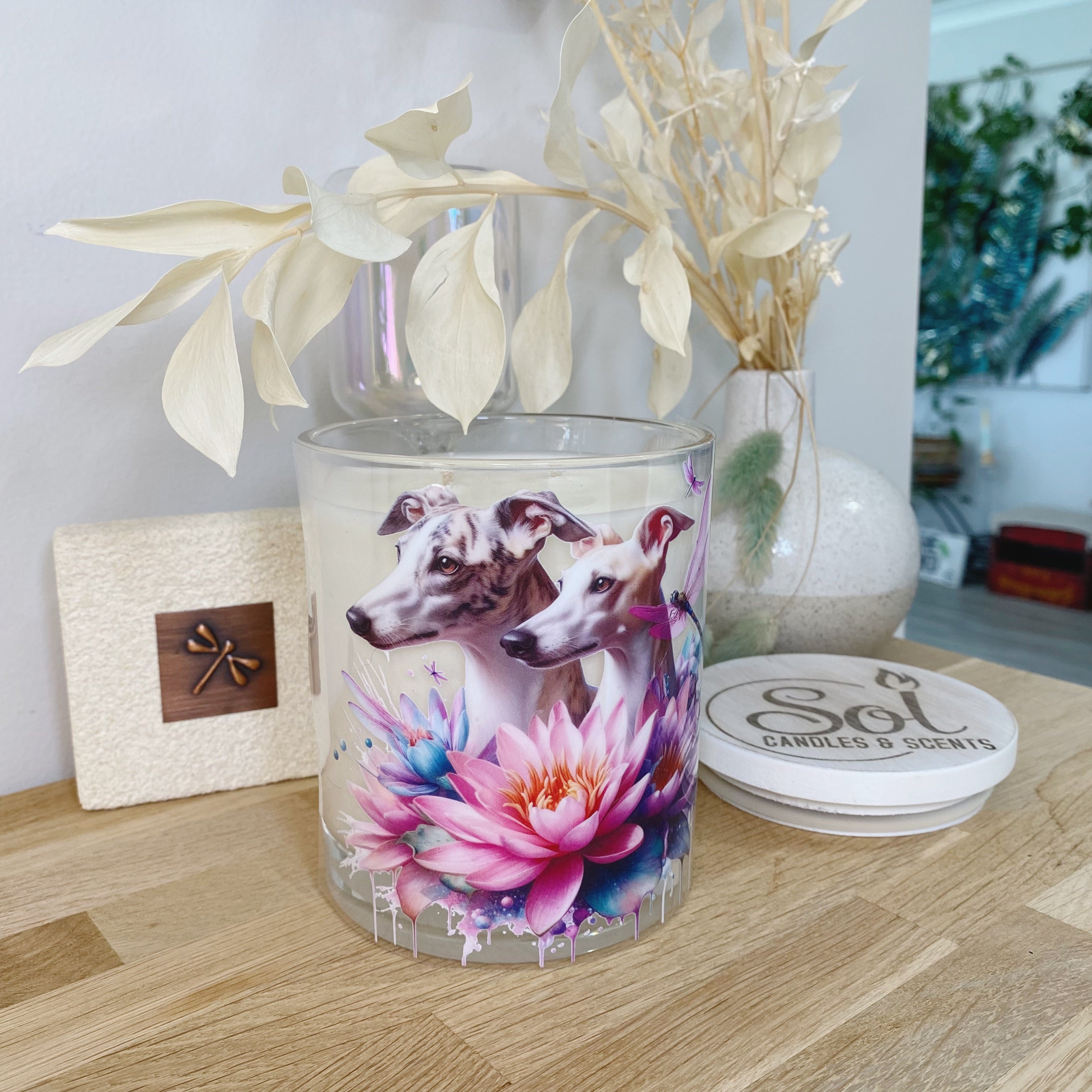 Whippet Dragonfly Lilly Xlarge Candle_Sol Candles &amp; Scents