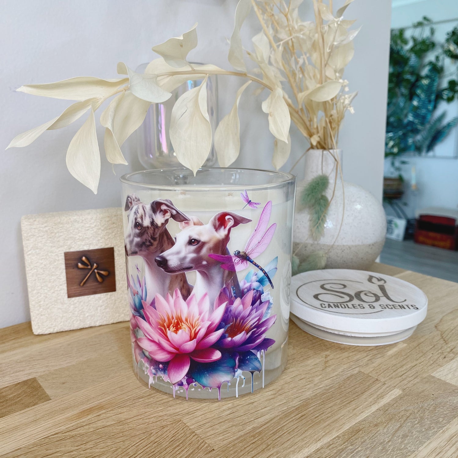 Whippet Dragonfly Lilly Xlarge Candle