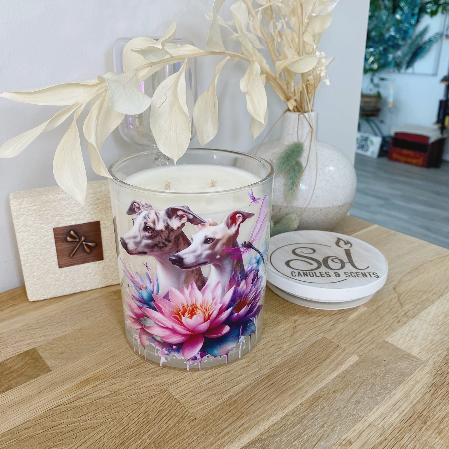 Whippet Dragonfly Lilly Xlarge Candle