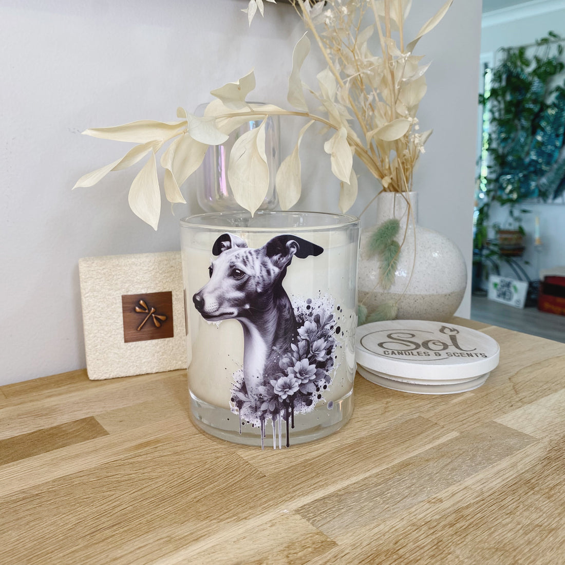 Whippet Grey Floral Xlarge Candle_Sol Candles &amp; Scents