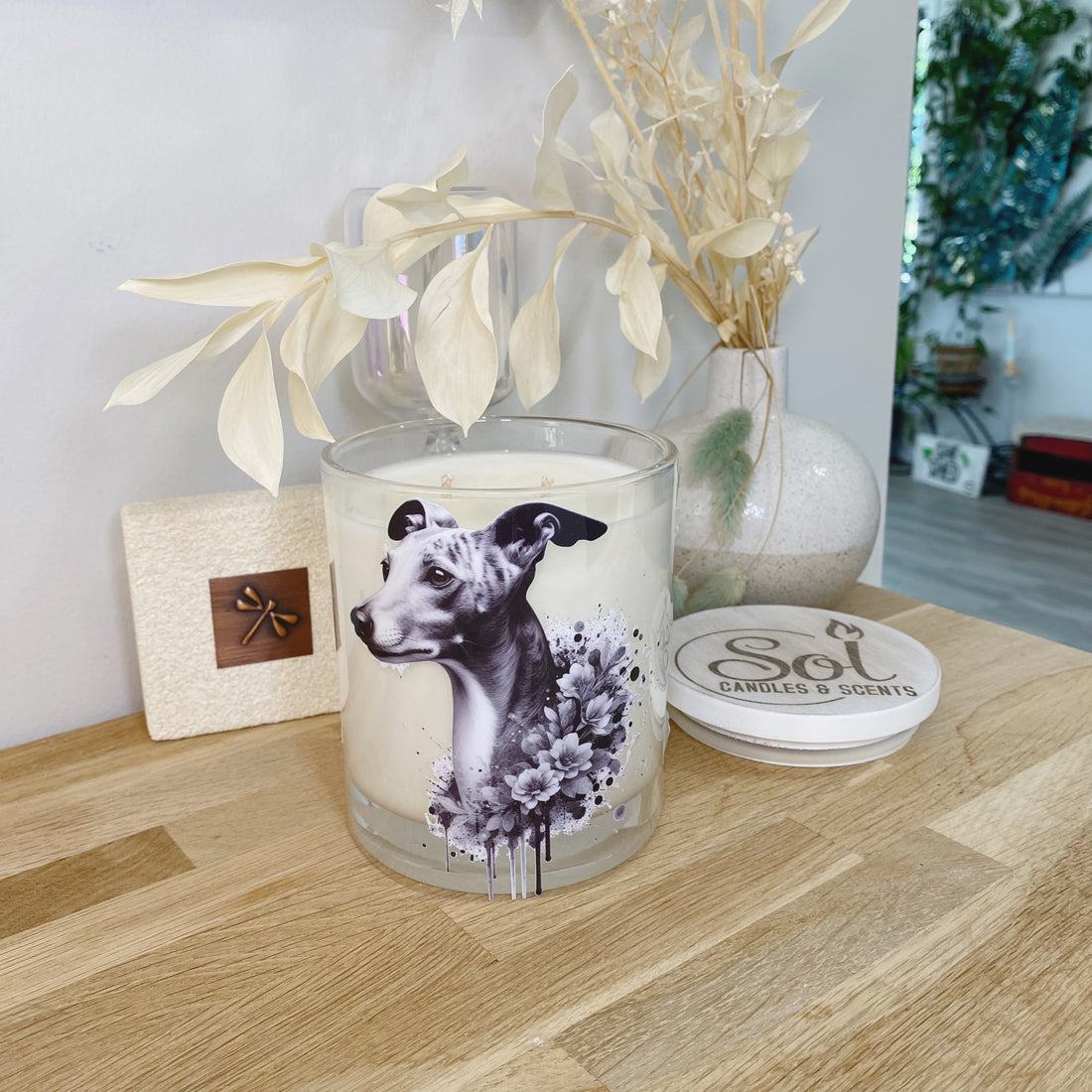 Whippet Grey Floral Xlarge Candle