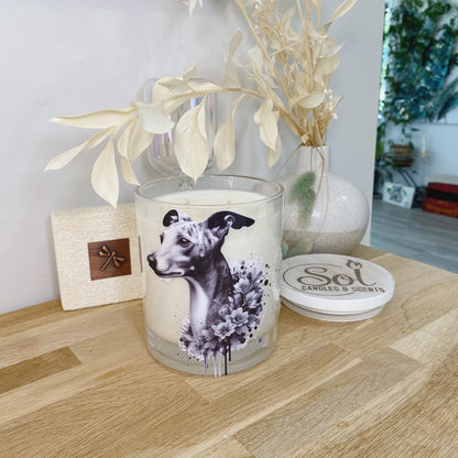 Whippet Grey Floral Xlarge Candle