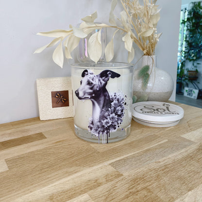 Whippet Grey Floral Xlarge Candle