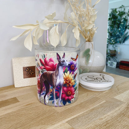 Whippet Standing Floral Xlarge Candle