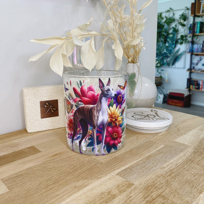 Whippet Standing Floral Xlarge Candle