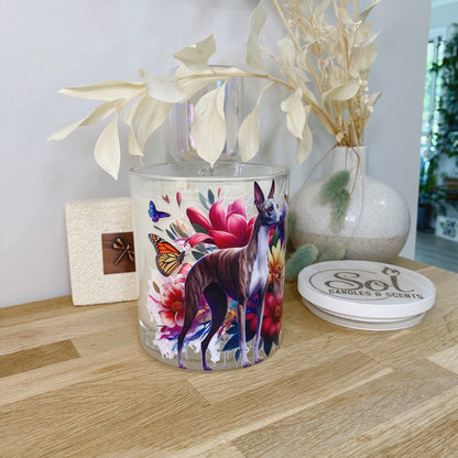Whippet Standing Floral Xlarge Candle