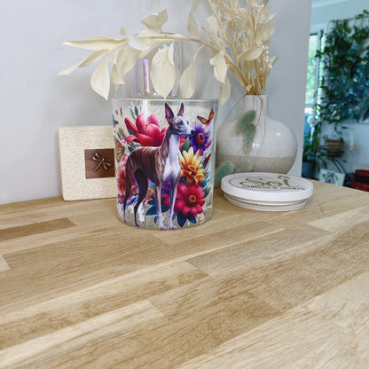 Whippet Standing Floral Xlarge Candle
