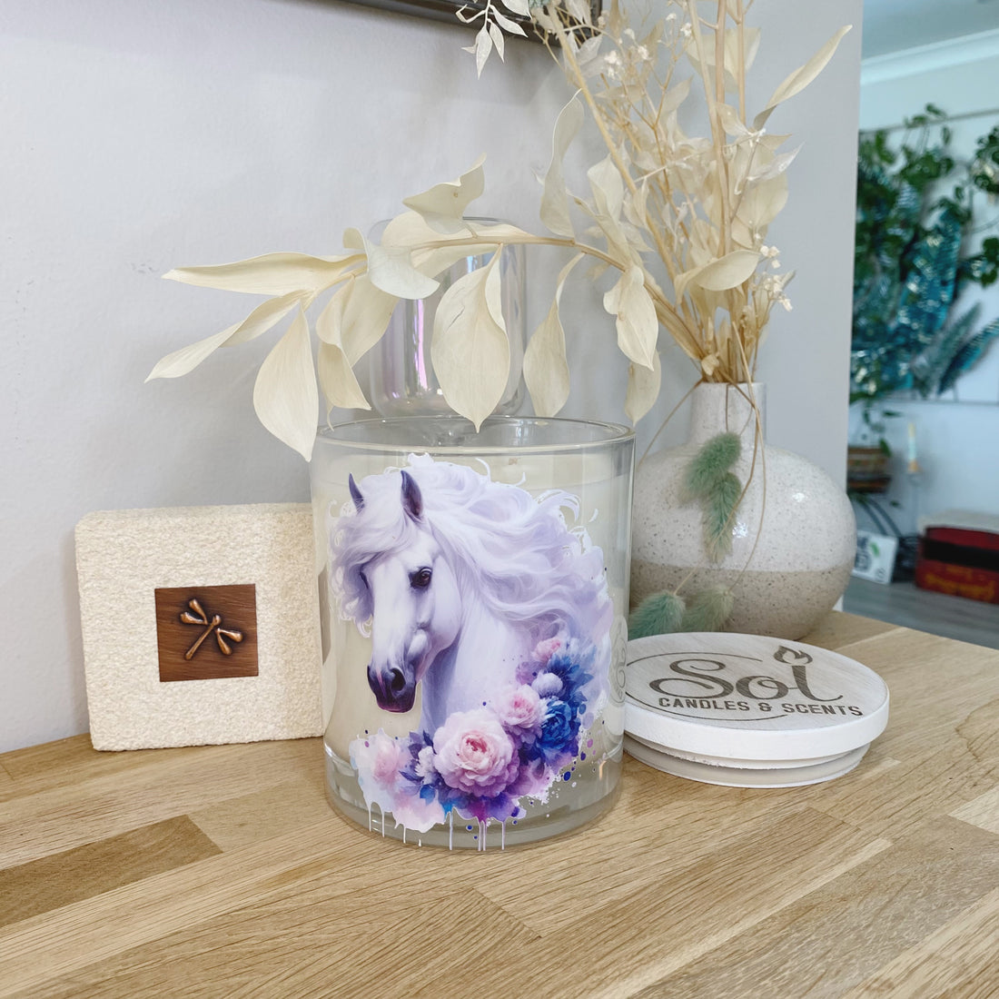 White Horse Floral Xlarge Candle