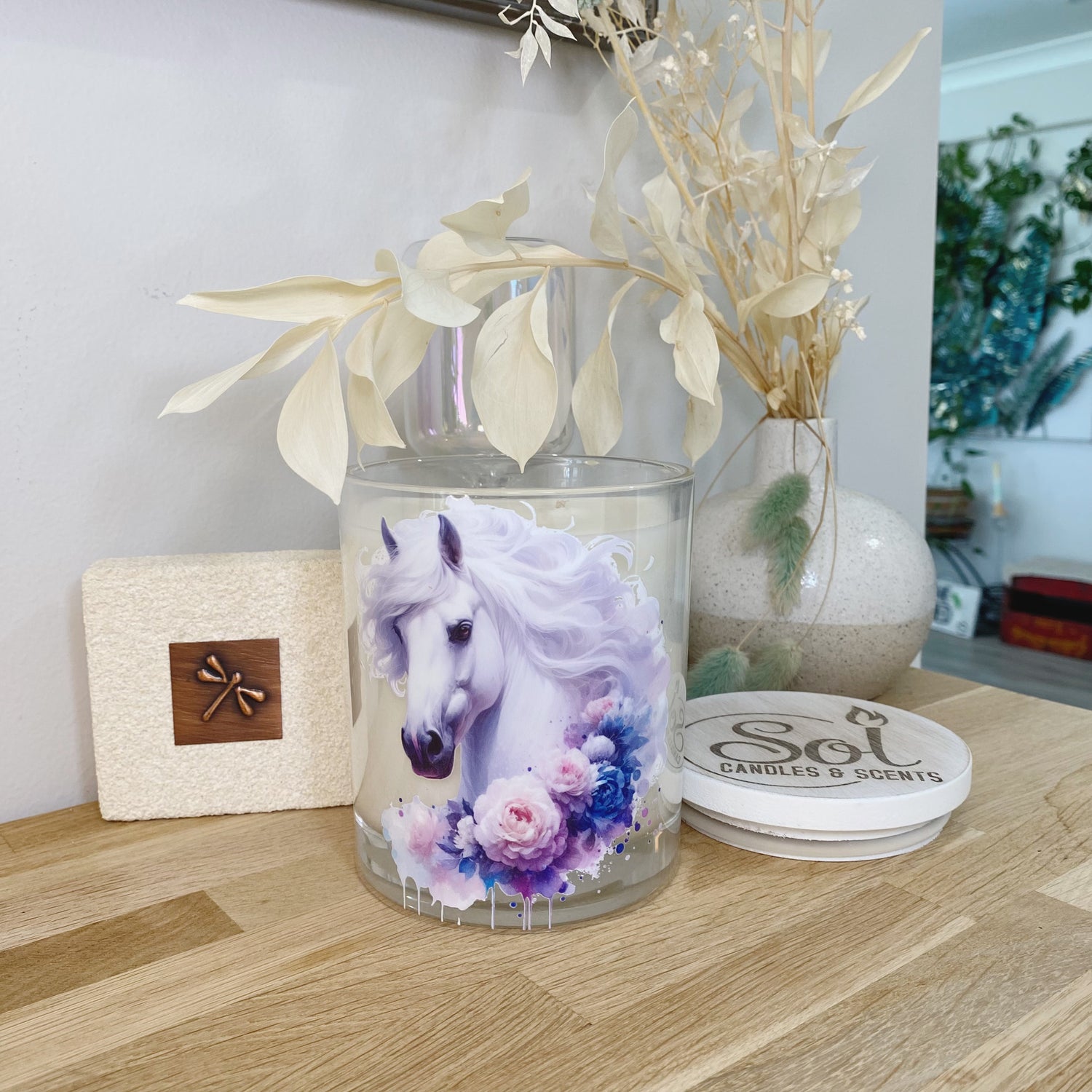 White Horse Floral Xlarge Candle