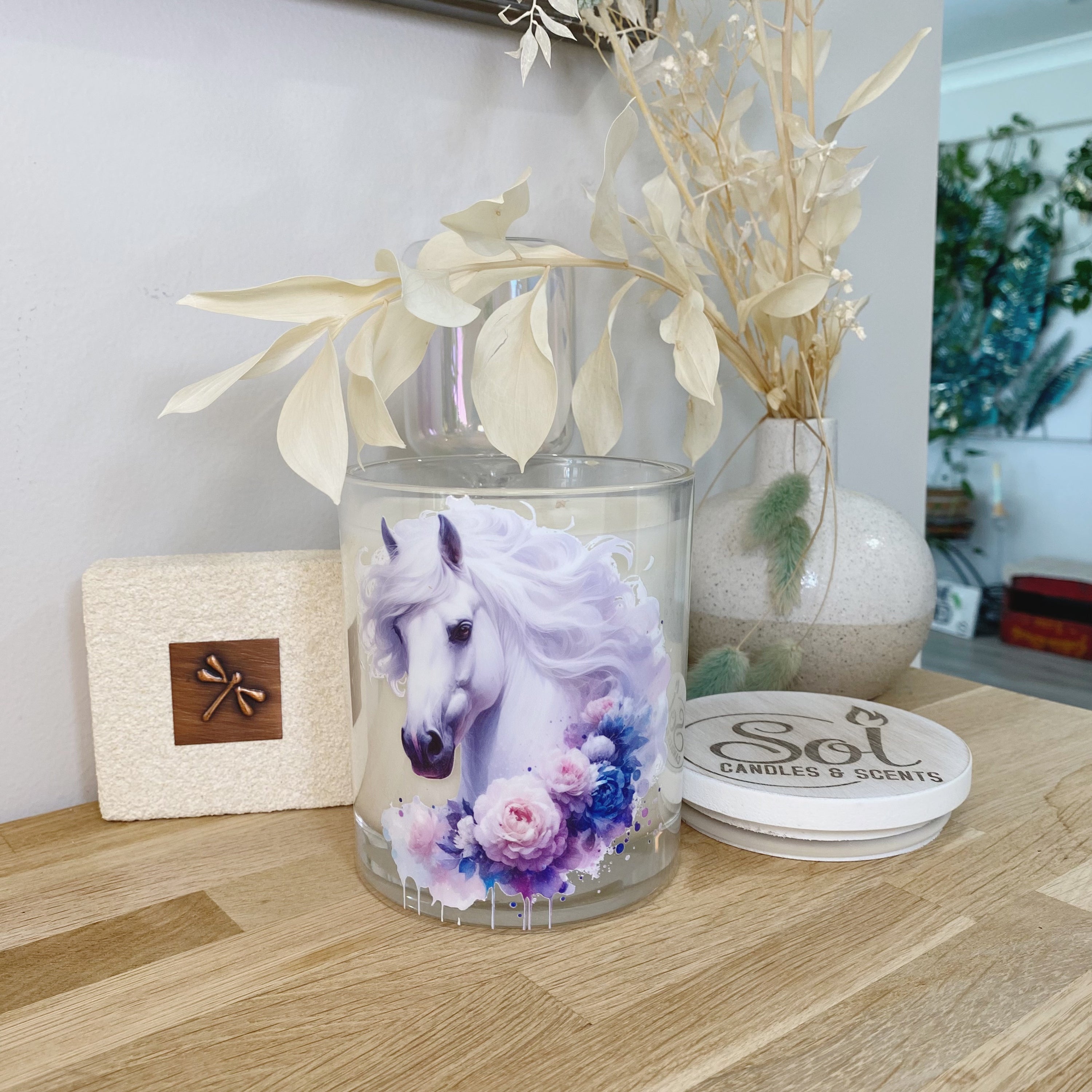 White Horse Floral Xlarge Candle