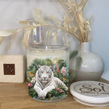 Tiger White Laying Down Xlarge Candle