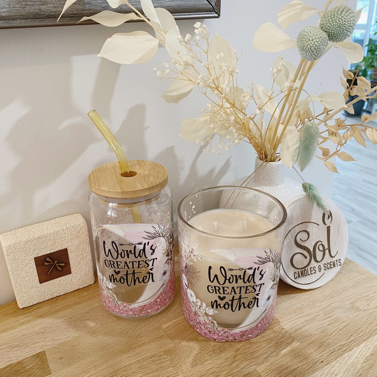 World's Greatest Mother Glassware & Candle Set