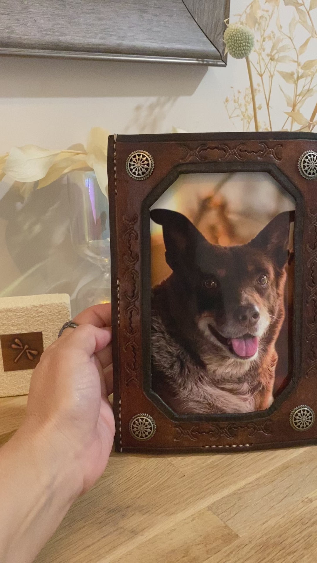 Leather Photo Frame, Handcrafted, Hand Stitched.