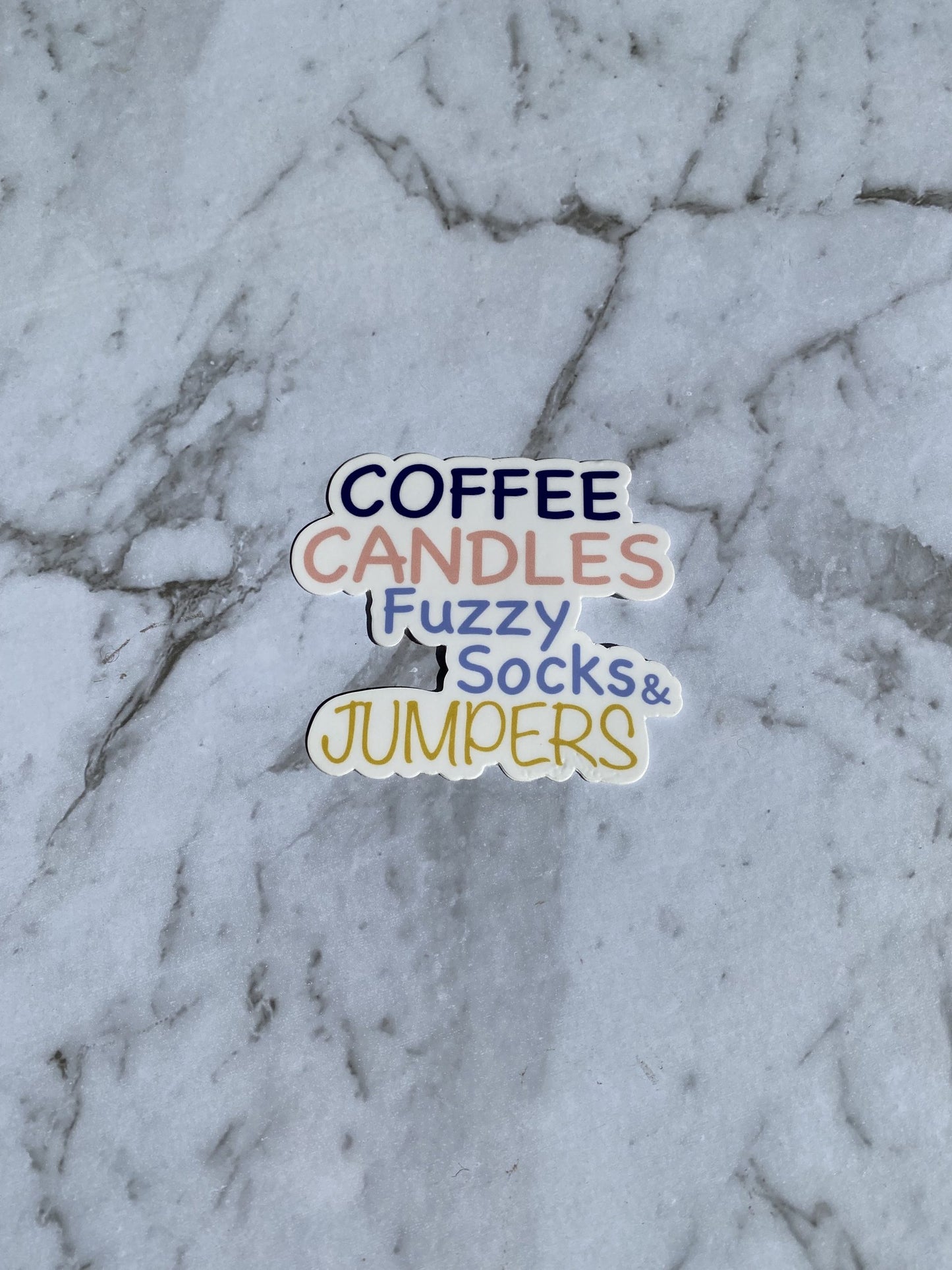 COFFEE CANDLES FUZZY SOCKS & JUMPERS STICKER_Sol Candles & Scents
