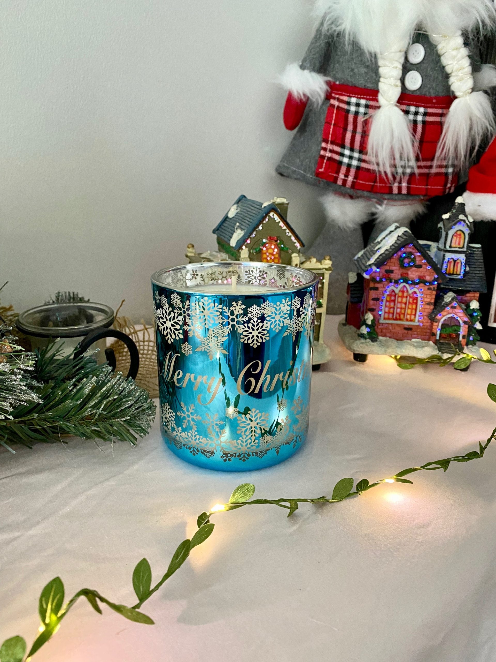 Christmas Snowflake Blue Jar