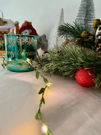 Christmas Snowflake Green Jar