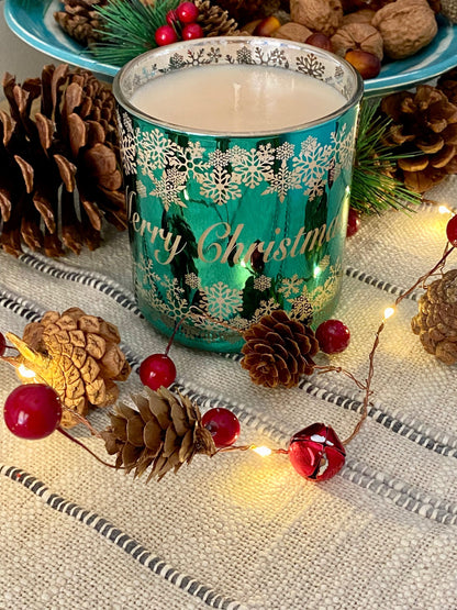 Christmas Snowflake Green Jar