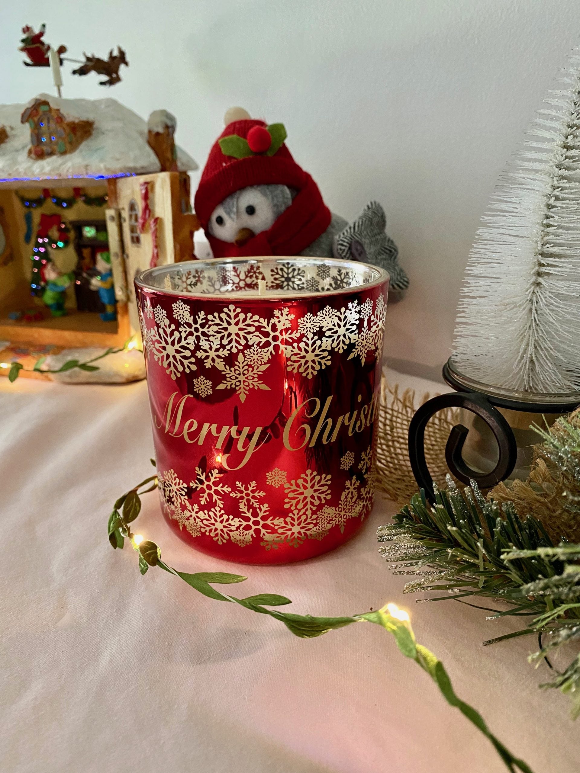 Christmas Snowflake Red Jar