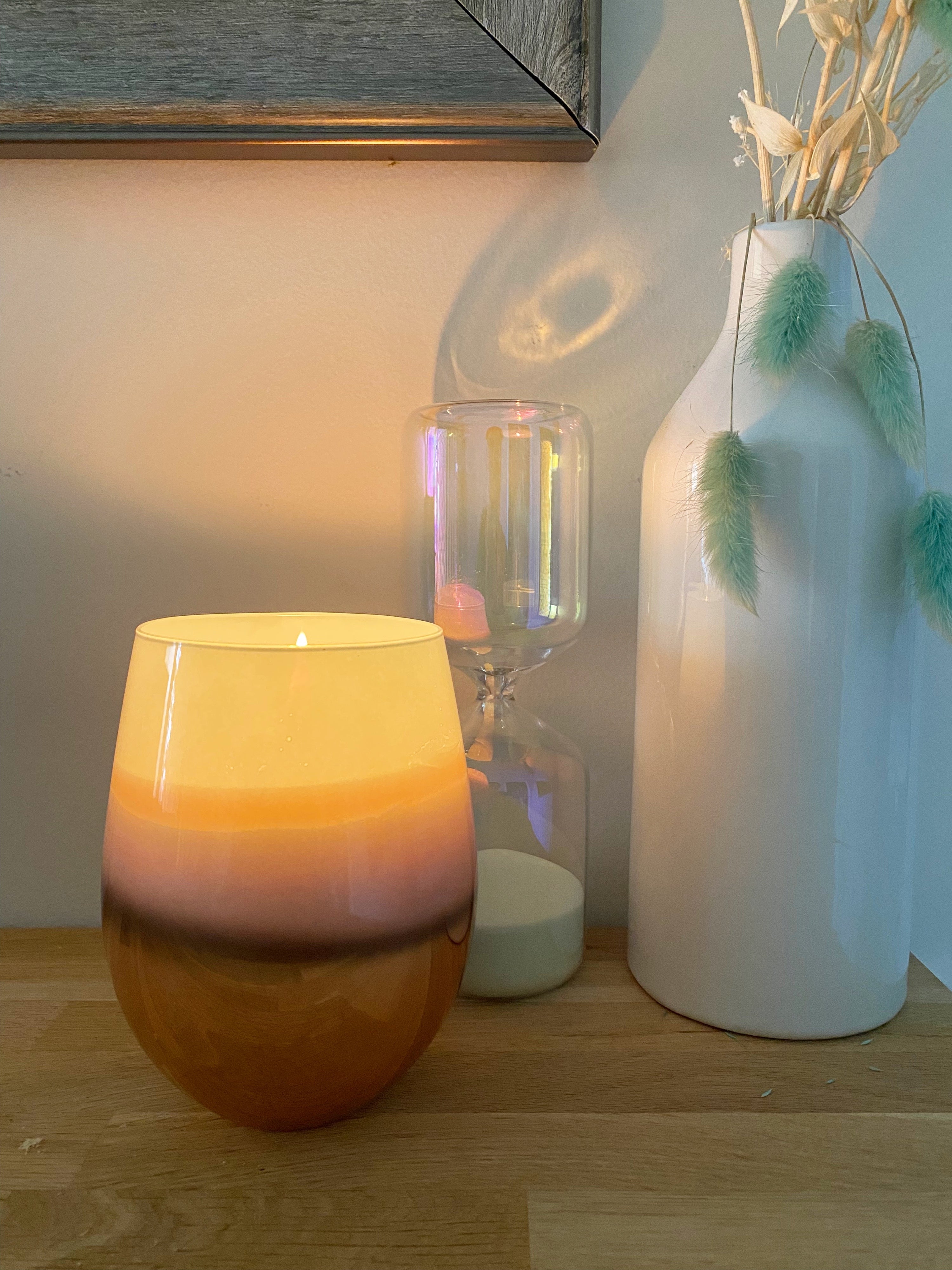 Holly Candle Light Blue with Rose Gold