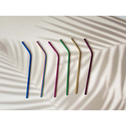 Pink Blue Green Yellow Bent Metal Straw_Sol Candles &amp; Scents