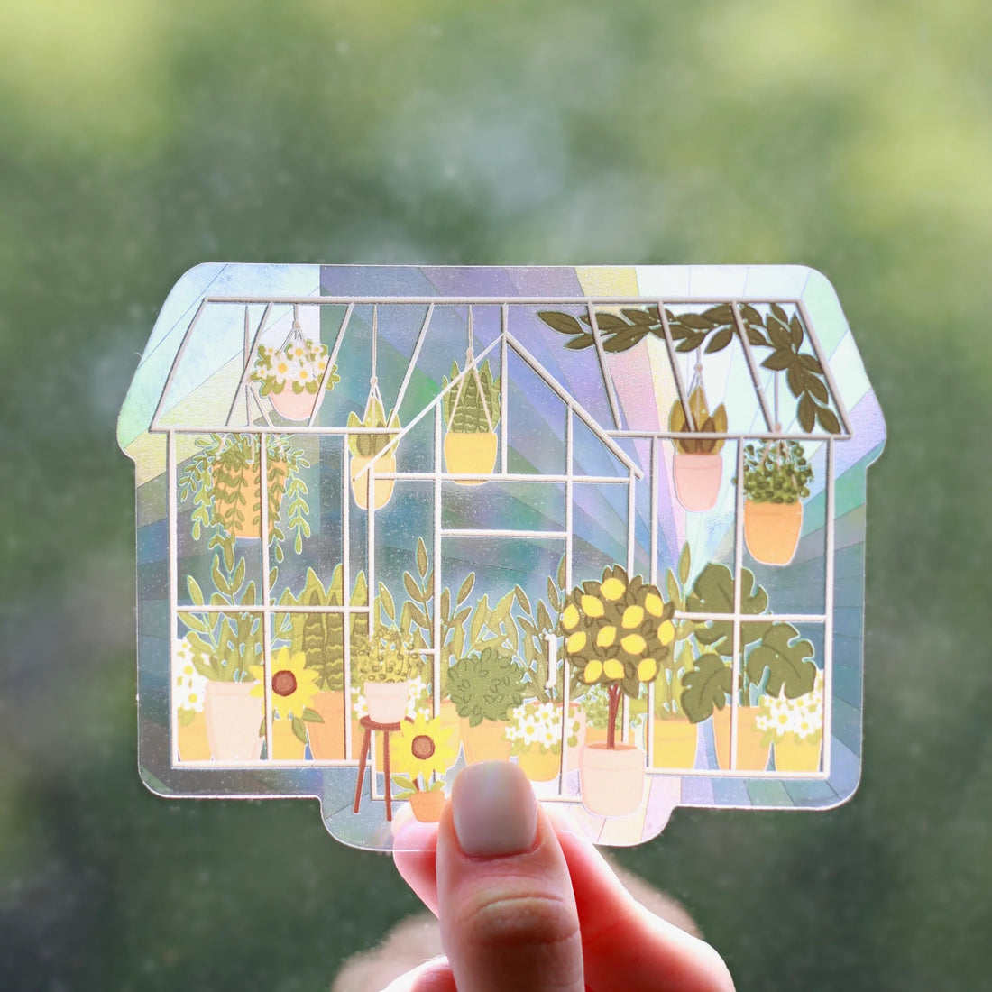 Green House Sun Catcher Window Decal, 5x3.8 in.